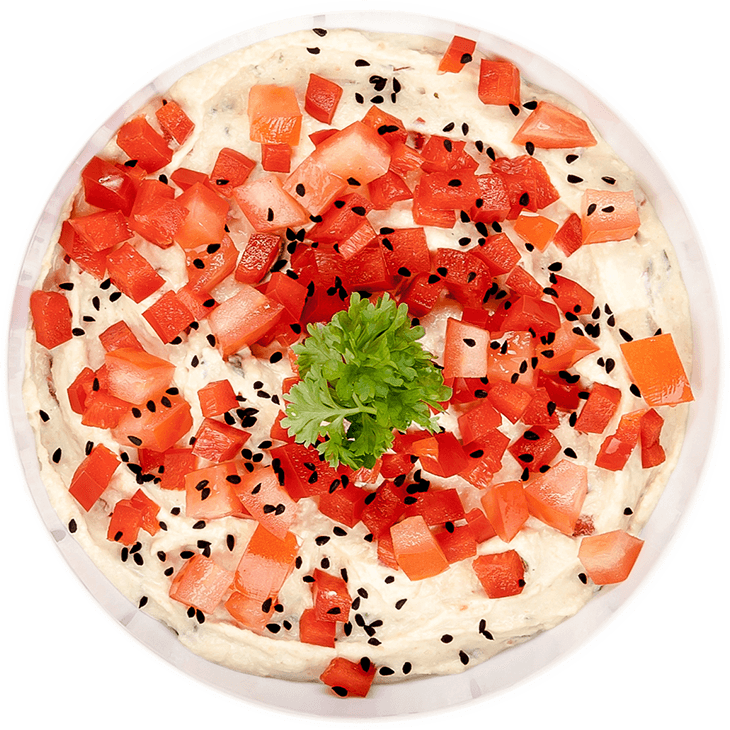 Hummus mit Paprika und Tomaten