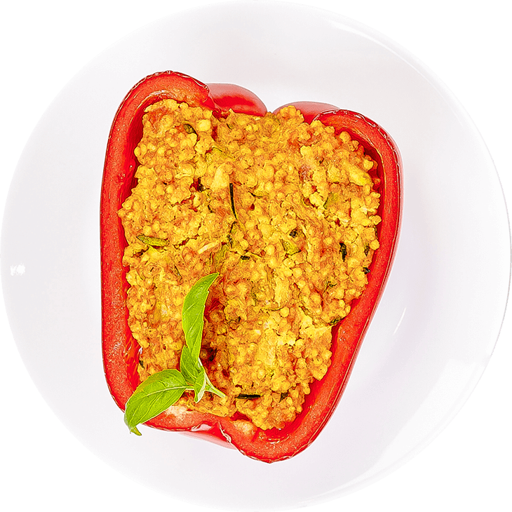 Gefüllte Paprika mit Hirse, Tomaten und Zucchini 