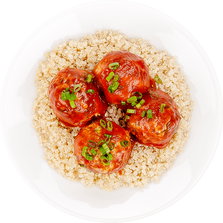 Kabeljau-Frikadellen in Tomatensauce auf Quinoa 