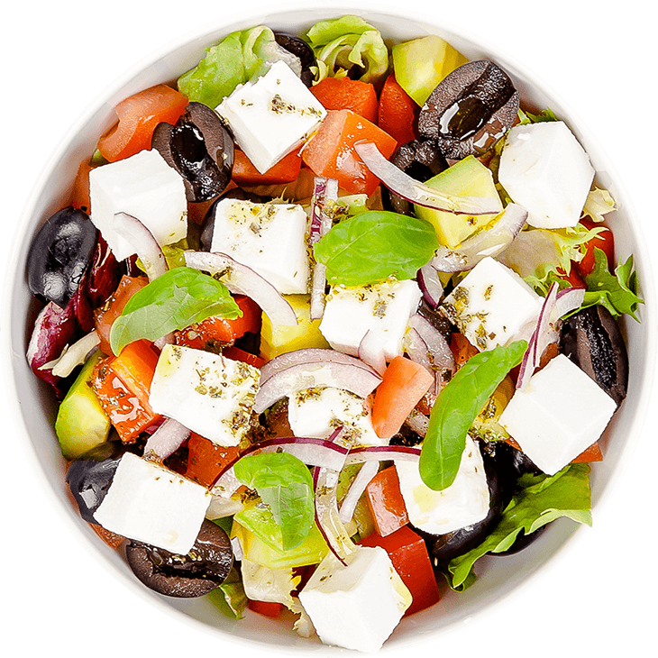 Салат (грецький) з сиром фета, помідорами, огірками, перцем і оливками