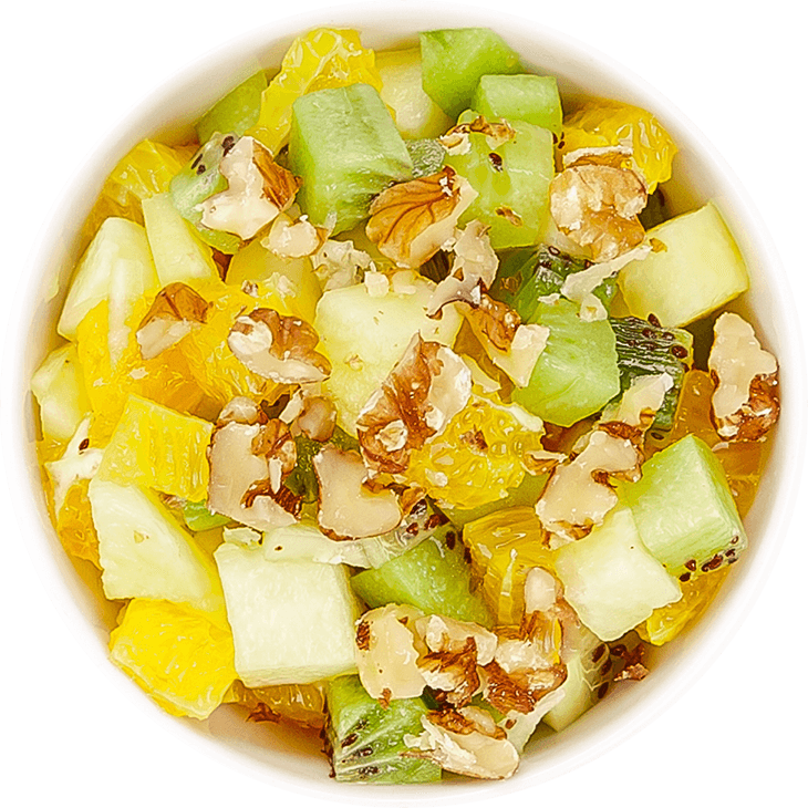 Salată de fructe cu kiwi, ananas și portocală