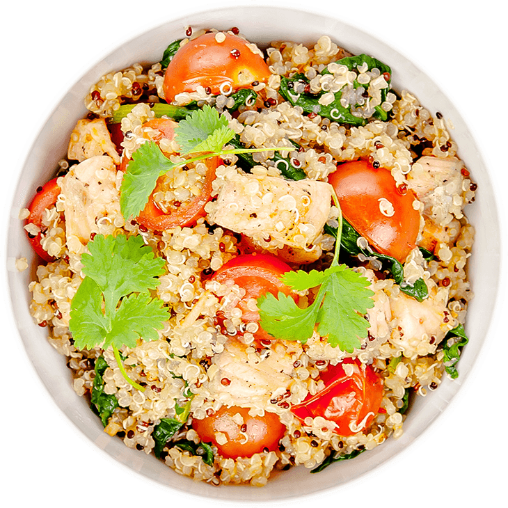 Salat mit Quinoa, Lachs, Spinat und Kirschtomaten 