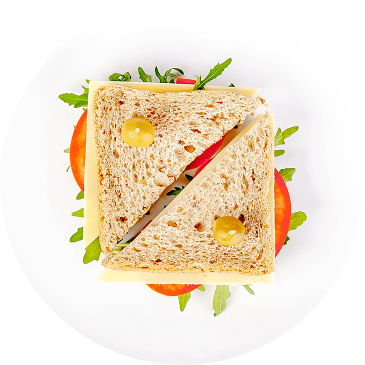 Sandwiches mit Käse, Tomate und  Rucola