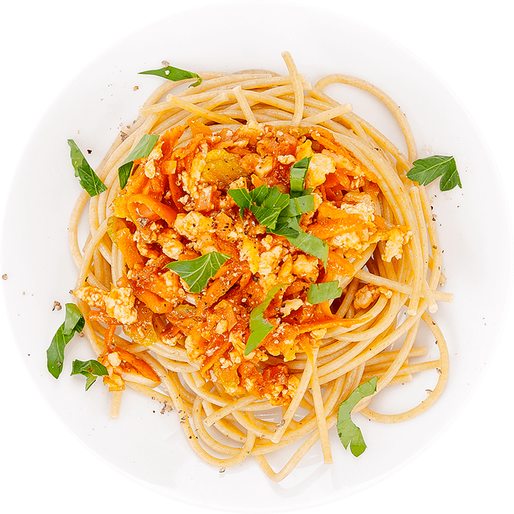 Spaghetti mit Tofu und Karotten