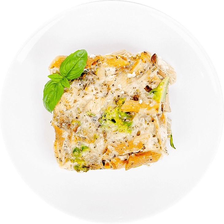 Nudelauflauf mit Hähnchen, Brokkoli und Champignons