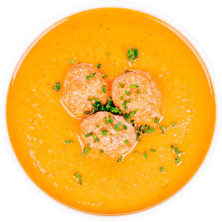 Крем-суп з бататів з фрикадельками з індички
