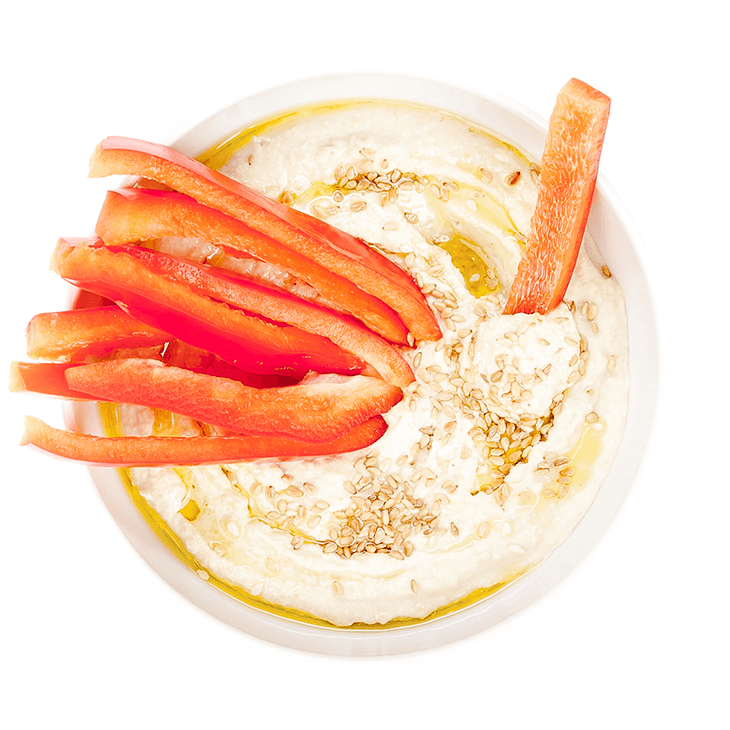 Hummus with pepper and sesame seeds