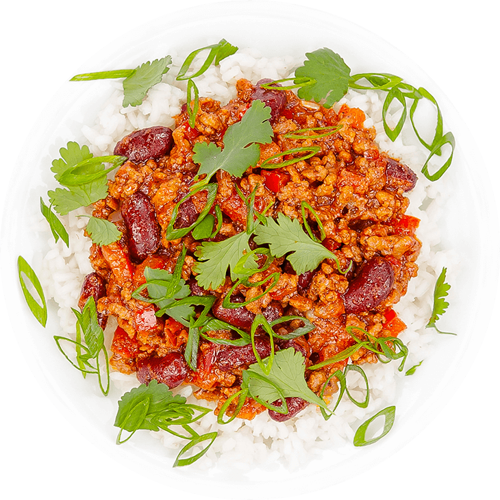 Chilli con carne with brown rice