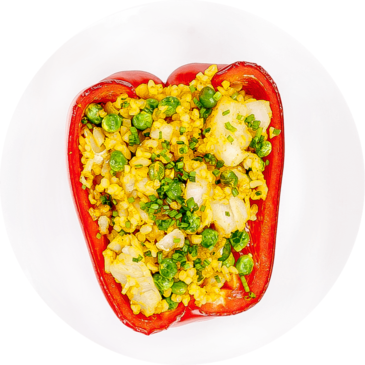 Stuffed pepper with codfish in curry
