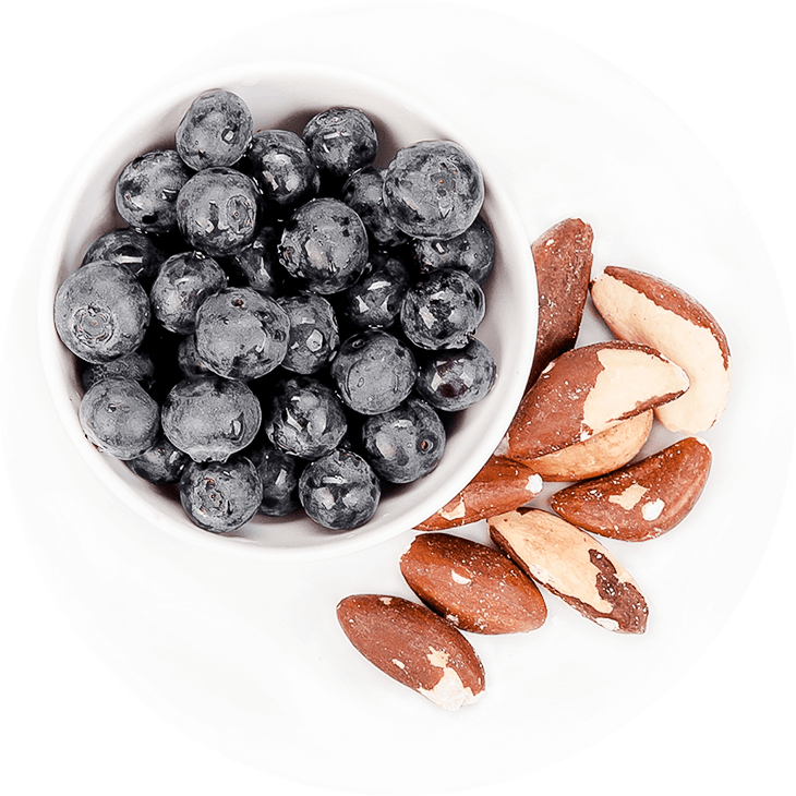 Snack - blueberries + Brazil nuts