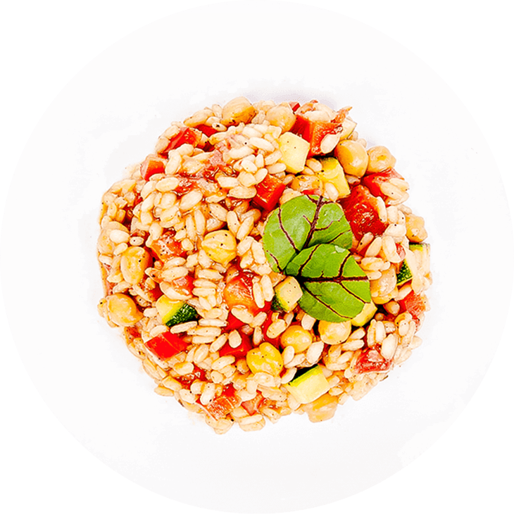 Risotto mit Kichererbsen, Paprika , Zucchini und Tomaten
