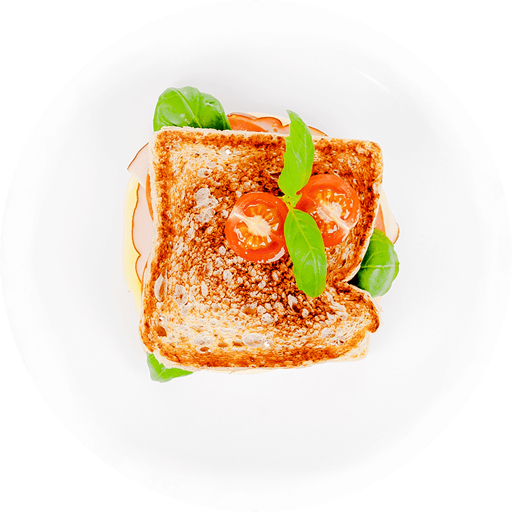 Toast mit Schinken, Käse und Tomate