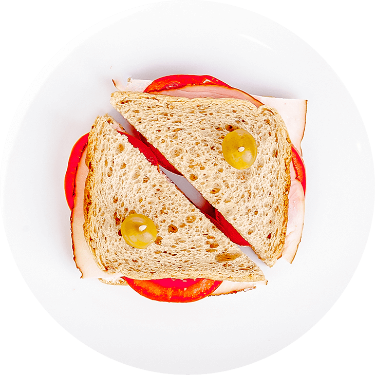 Sandwiche z szynką, pomidorem i serkiem naturalnym 