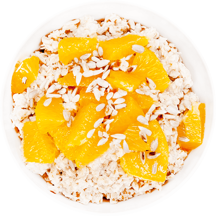 Oat flakes with orange and sunflower seeds