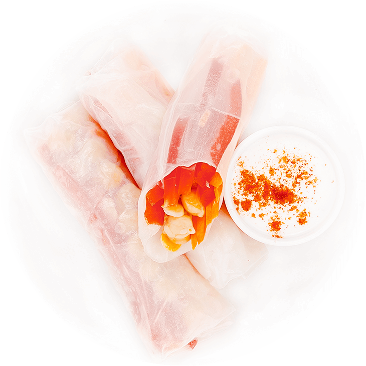 Spring rolls z ciecierzycą, marchewką, papryką i sezamem