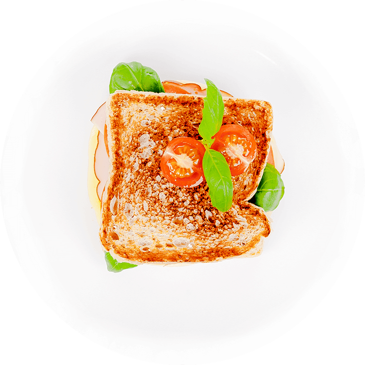 Toast mit Schinken, Käse und Tomate (glutenfrei)